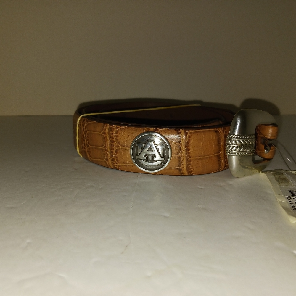 University of Auburn Brown Ebossed Croc Leather Belt - NWT